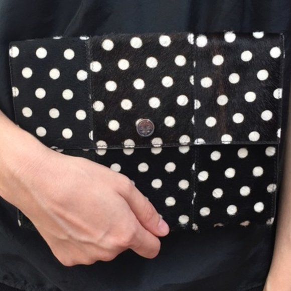 CLUB MONACO Calf Hair Polka Dot Clutch - Picture 2 of 11